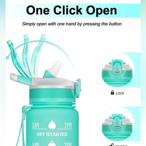 ELYPHINE 32OZ Motivational Water Bottles with Removable Straw & Time Marker - Picture 5 of 6